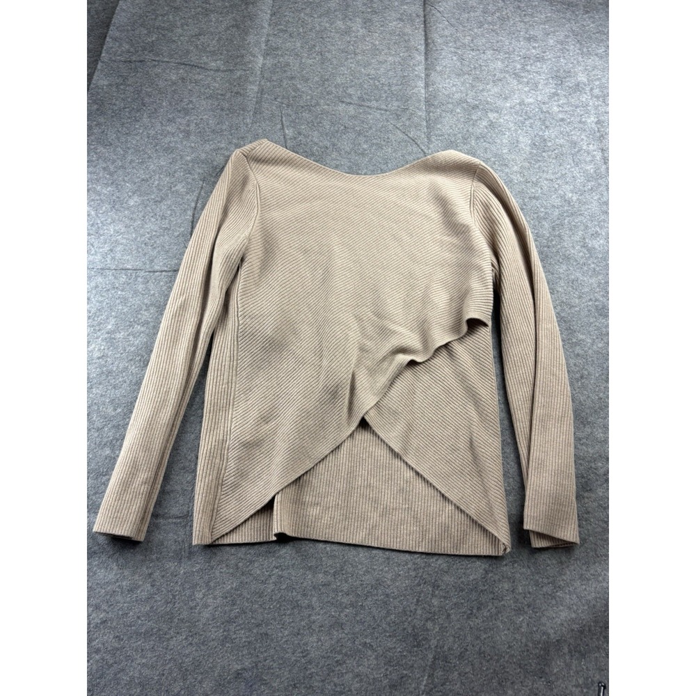 Babaton Aritzia Kitano Brown Rib Wool Blend Cross Back Sweater Womens L Timeless